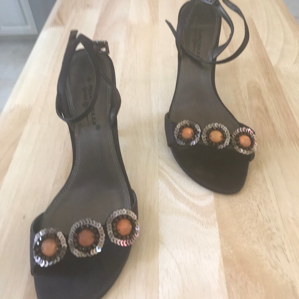 Beautiful Ankle strap heel with embellishments.